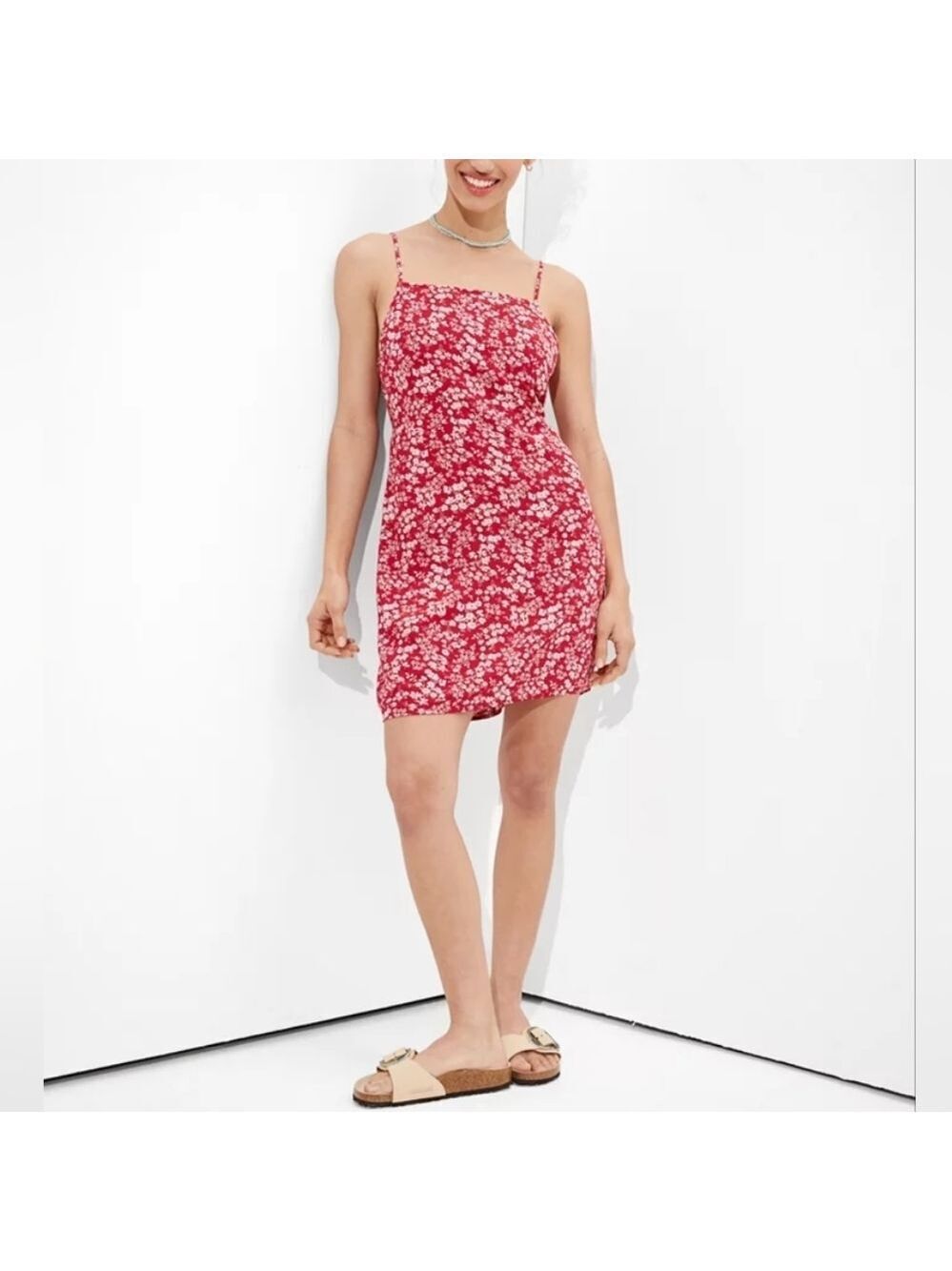 XL • American Eagle • Floral Tie-Back Mini Dress 🧡